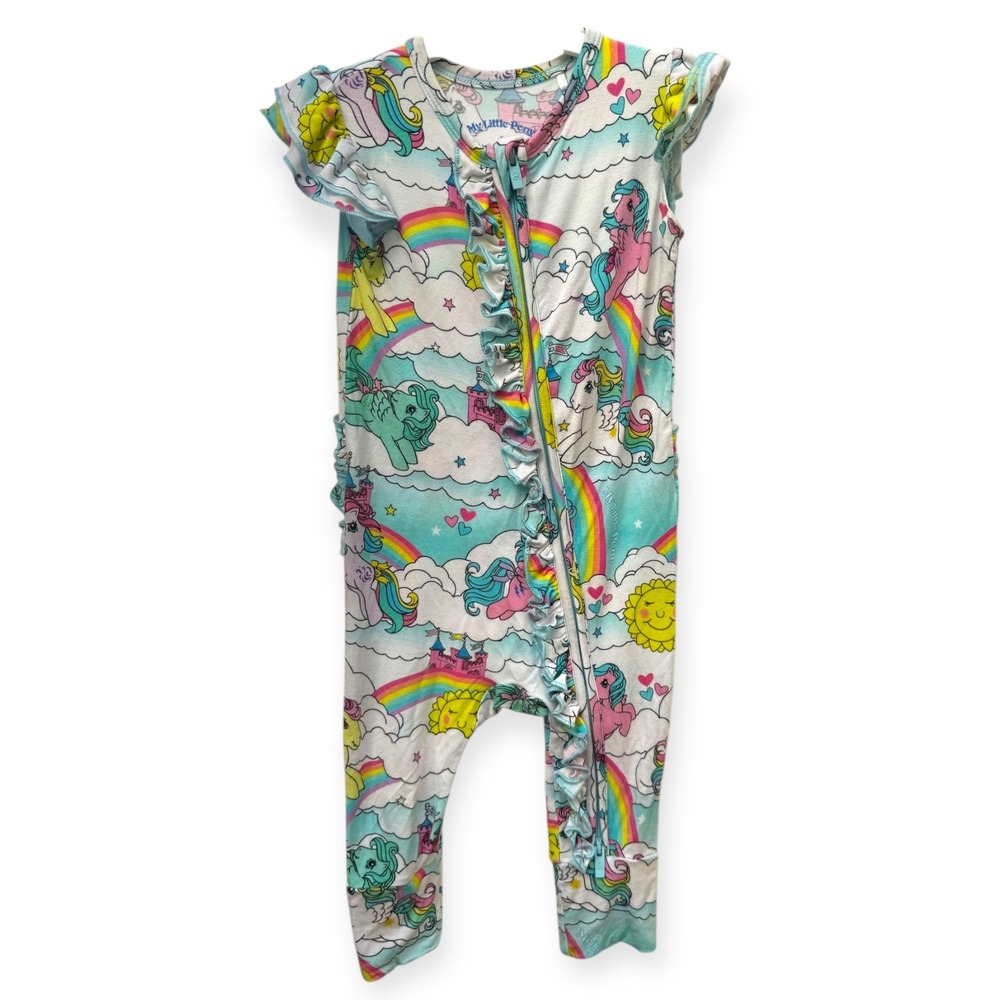 Little Bum Bums Rainbow Pony Ruffle Zip Up Sleepwear 6-9 Months